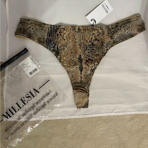 NEW! Designer French Lingerie: MILLESIA embroidered/lacey thong panty